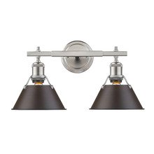  3306-BA2 PW-RBZ - Orwell PW 2 Light Bath Vanity in Pewter with Rubbed Bronze shades